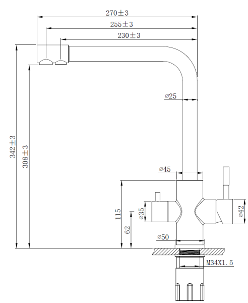 Смеситель для кухни Esko Kitchen K24 хром глянцевый