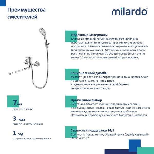 Смеситель для ванны с длинными изливом MILARDO Rora RORSB00M10 хром Смеситель для ванны с длинными изливом MILARDO Rora RORSB00M10 хром
