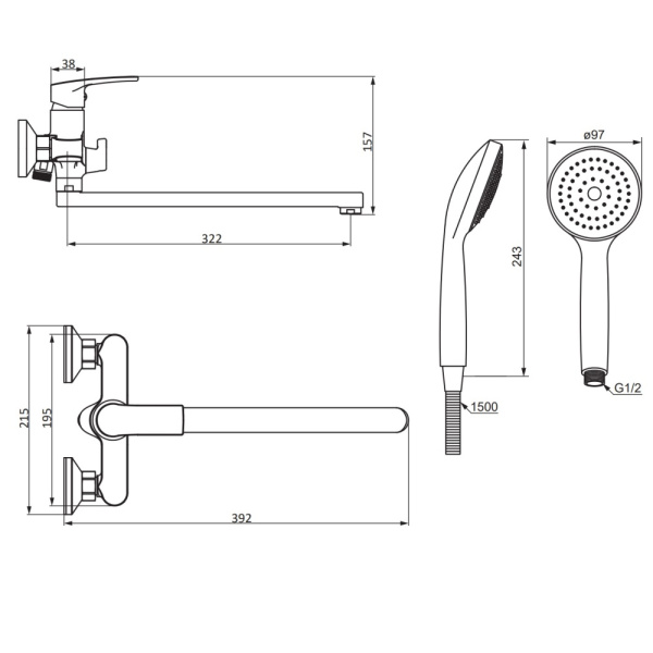 Смеситель для ванны Damixa Eclipse 2.0 489500000 хром глянцевый