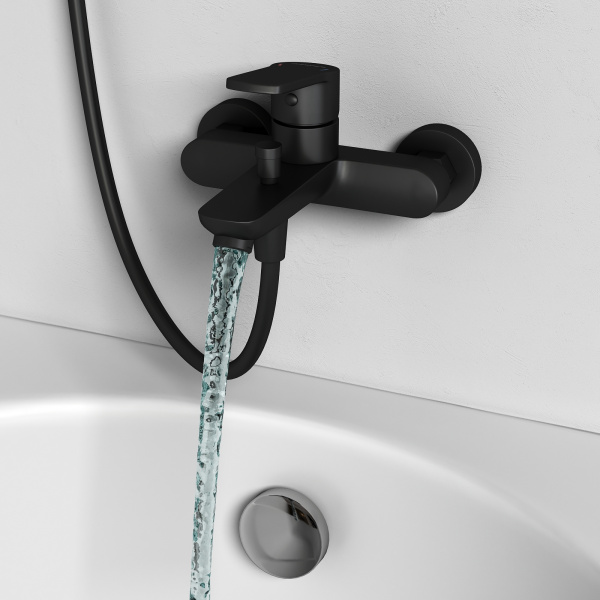 Смеситель для ванны Abelsberg Lineara UNF25747MB вулканический черный матовый