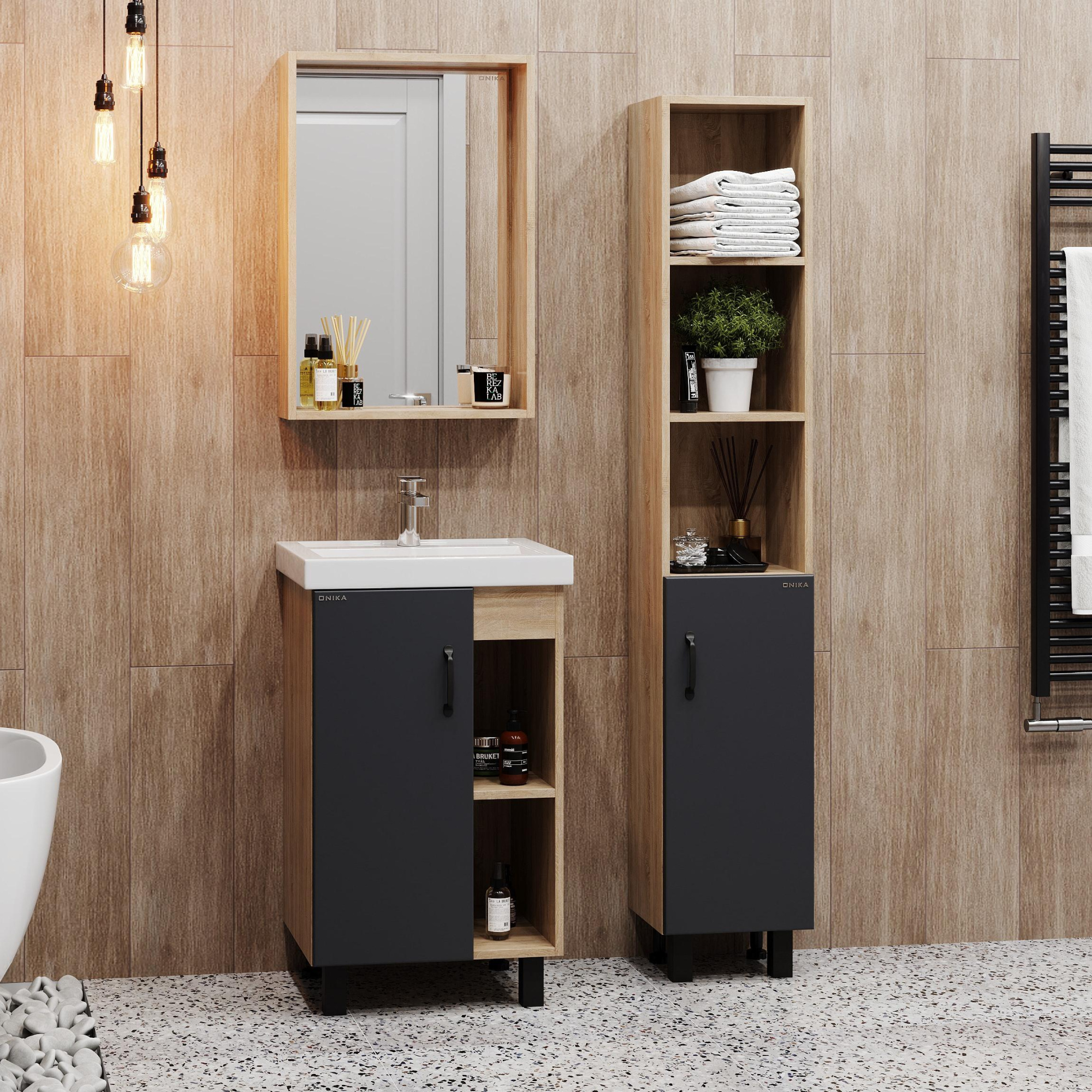 Тумба под раковину Onika Тимбер 50 см 105035 дуб сонома/серый матовый