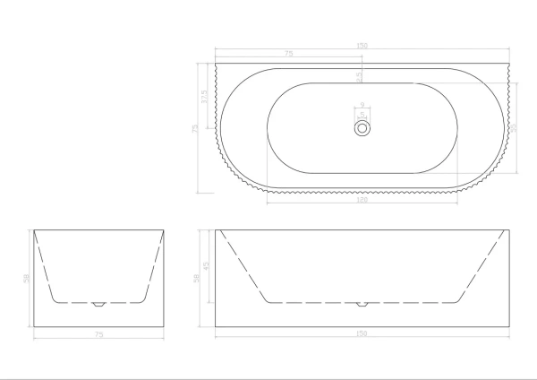 Ванна акриловая приставная 150x75 Cerutti Spa CEZA'S150W B-7332 Ванна акриловая приставная 150x75 Cerutti Spa CEZA'S150W B-7332