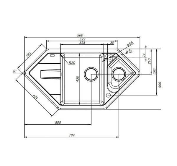 Мойка угловая 96х50х21 см IDDIS Vane G V36C965i87 коричневый Мойка угловая 96х50х21 см IDDIS Vane G V36C965i87 коричневый