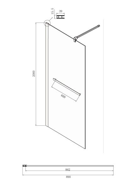 Душевая перегородка 90х200 см Ambassador Walk-in 15031236 черный Душевая перегородка 90х200 см Ambassador Walk-in 15031236 черный