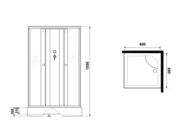 Душевая кабина Niagara Eco E90/26Q/TN/BK (900х900х1950) 4 места Душевая кабина Niagara Eco E90/26Q/TN/BK (900х900х1950) 4 места
