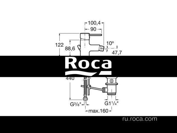 Смеситель Roca Targa для биде с донным клапаном 5A6060C0M Смеситель Roca Targa для биде с донным клапаном 5A6060C0M