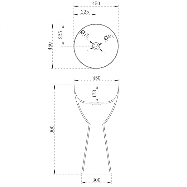 Раковина напольная Abber Stein 45 см AS2507 белая матовая