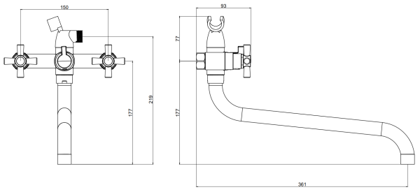 Смеситель для ванны Voda Dive DV30 хром глянцевый