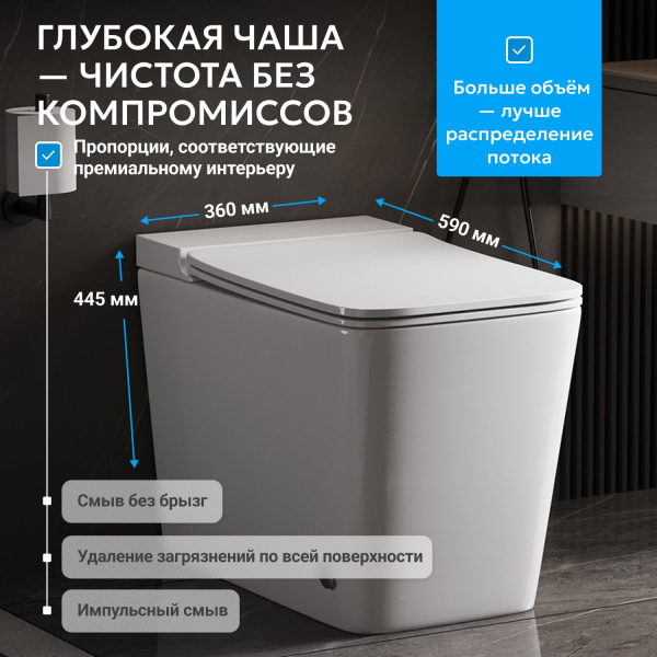 Унитаз Abber Rechteck AC1213P приставной с импульсным смывом с микролифтом