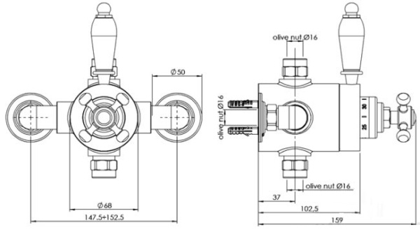 Смеситель Caprіgo Antique 04-070-crm для душа хром глянцевый