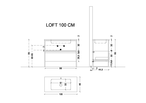 Консоль Armadi Art Loft 100 см 893-100 под раковину напольная