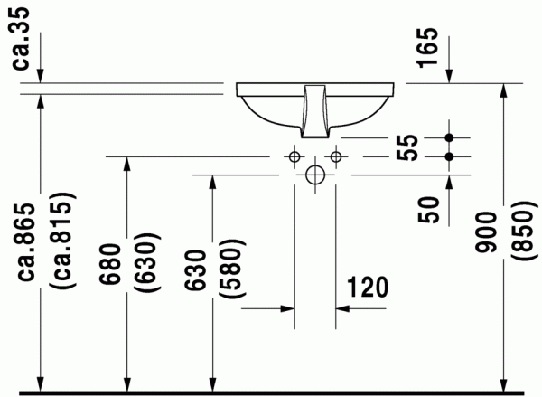 Раковина встраиваемая 46 см DURAVIT FOSTER 0336430000 Раковина встраиваемая 46 см DURAVIT FOSTER 0336430000