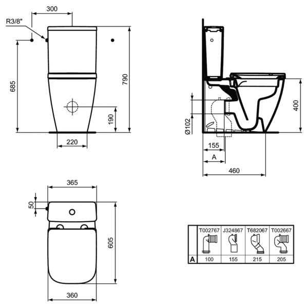 Безободковый напольный пристенный унитаз Ideal Standard i.life S T500001 Безободковый напольный пристенный унитаз Ideal Standard i.life S T500001