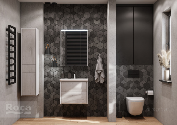 Зеркальный шкаф Roca Ronda 60 белый матовый/бетон ZRU9303007 Зеркальный шкаф Roca Ronda 60 белый матовый/бетон ZRU9303007