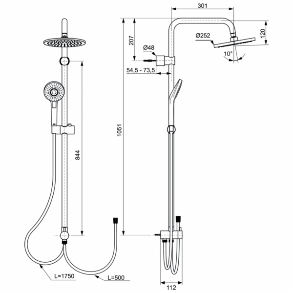 Душевая система Ideal Standard IDEALRAIN ECO EVO A6943AA Душевая система Ideal Standard IDEALRAIN ECO EVO A6943AA