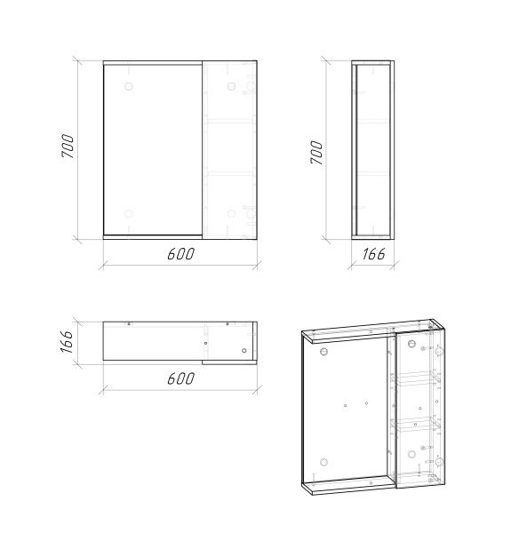 Шкаф-зеркало 60x70 см Grossman Юнит 2060112 Кадена вуд Шкаф-зеркало 60x70 см Grossman Юнит 2060112 Кадена вуд