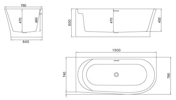 Акриловая ванна отдельностоящая 150x78 см BelBagno  BB410-1500-780-L белый Акриловая ванна отдельностоящая 150x78 см BelBagno  BB410-1500-780-L белый