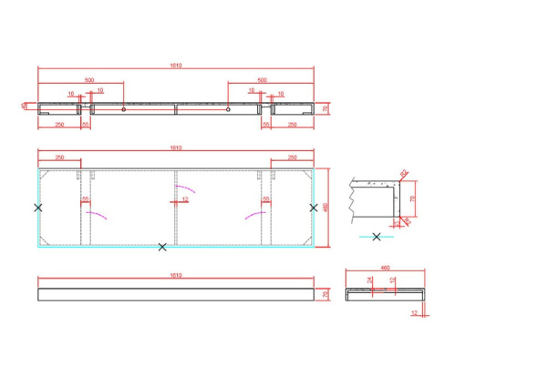 Столешница Armadi Art Flat 160 см 869-160-NM под раковину nero marquina