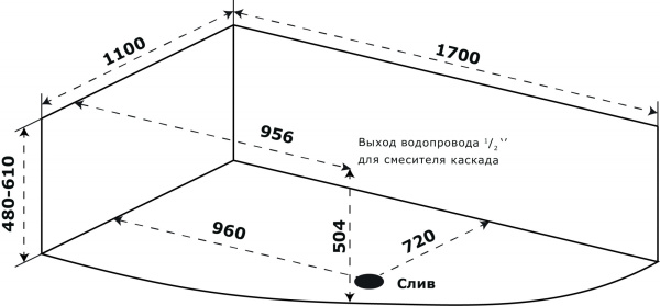 Ванна акриловая Azario Микона 170х110 левая МИВ0003 Ванна акриловая Azario Микона 170х110 левая МИВ0003
