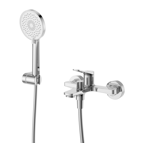 Смеситель для ванны с ручным душем, шлангом и держателем BelBagno Unique UNIQUE-VASM-CRM хром глянцевый