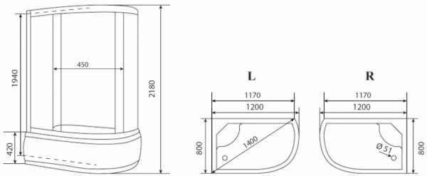 Душевая кабина 120x80x218 Timo TE-0720P R Душевая кабина 120x80x218 Timo TE-0720P R