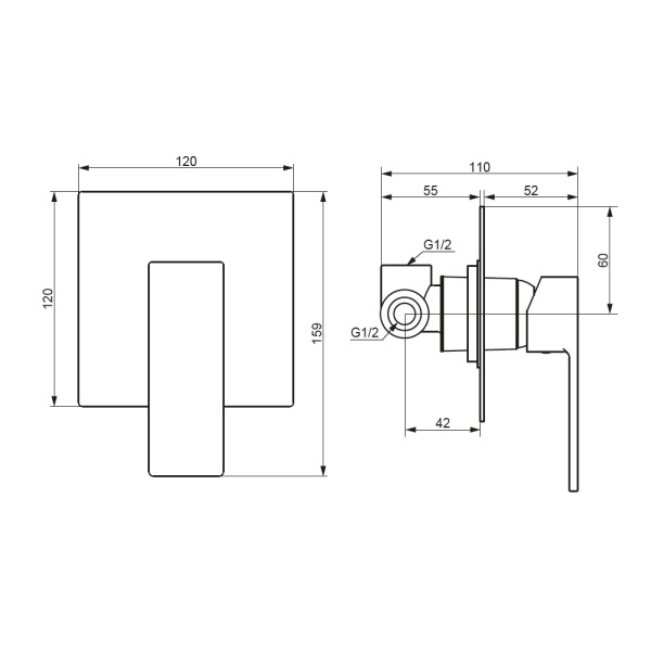 Встраиваемый смеситель Damixa Gala 537500300 черный матовый