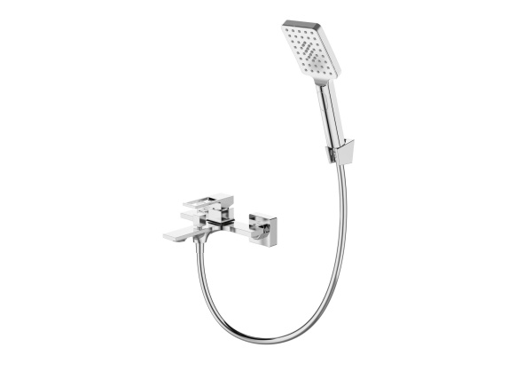 Смеситель для ванны с ручным душем, шлангом и держателем BelBagno Luce LUC-VASM-CRM хром глянцевый