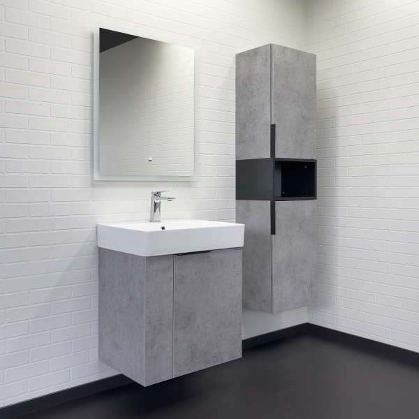 Тумба с раковиной Comforty Асти 60 см 00-00019191 подвесная бетон светлый