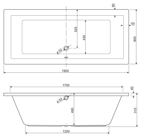 Акриловая ванна пристенная 190x80 см Cezares PLANE PLANE-190-80-49-W37 белый Акриловая ванна пристенная 190x80 см Cezares PLANE PLANE-190-80-49-W37 белый
