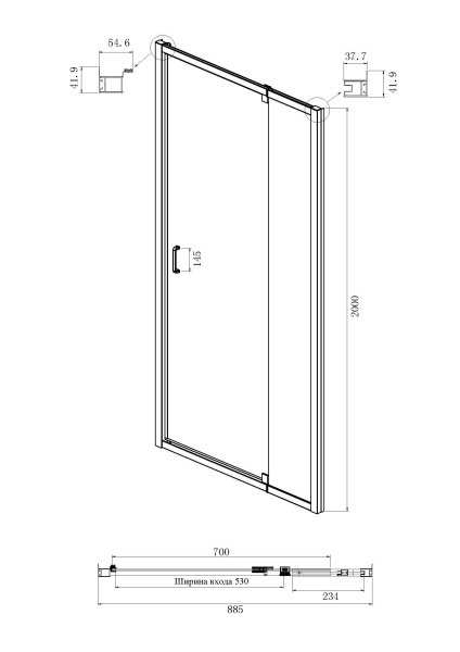 Душевая дверь 90х200 Ambassador Elysium 111021103KX Душевая дверь 90х200 Ambassador Elysium 111021103KX