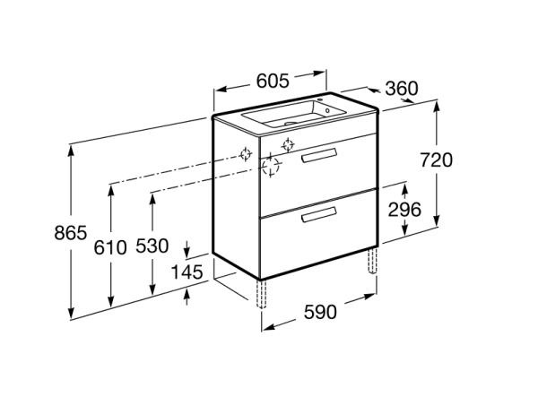 Тумба под раковину Roca Debba 60 см Z.RU93.0.270.8 напольная белая