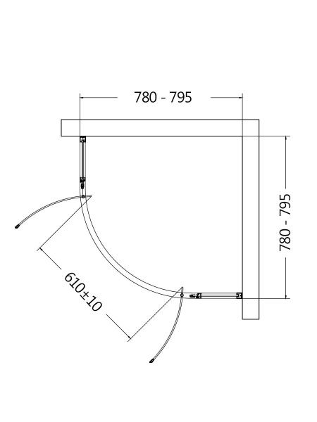 Душевой уголок 195х80 см AQUAme AQM7101-2-8 черный прозрачный Душевой уголок 195х80 см AQUAme AQM7101-2-8 черный прозрачный