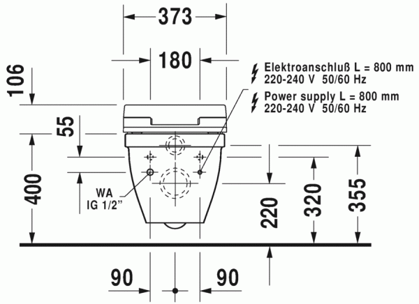 Унитаз подвесной для SensoWash DURAVIT STARCK 3 2226590000 Унитаз подвесной для SensoWash DURAVIT STARCK 3 2226590000
