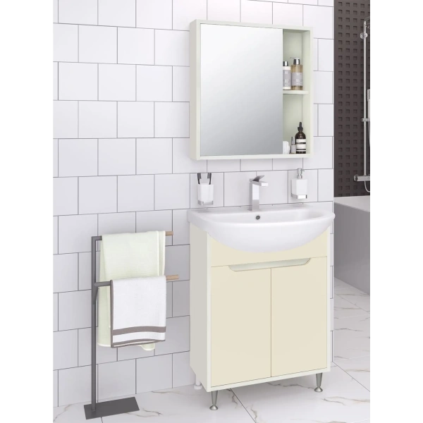 Тумба под раковину Runo Эконова 50 см 00-00004658 напольная крем