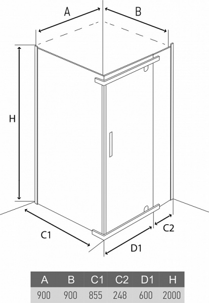Душевое ограждение 90x90x200 ALEX BAITLER AB214-90 Душевое ограждение 90x90x200 ALEX BAITLER AB214-90