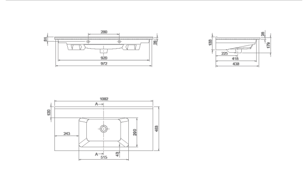 Раковина Armadi Art Capolda 100 см 876-100 встраиваемая сверху