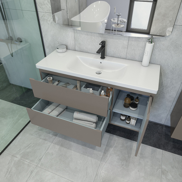 Тумба с раковиной Caprigo Forte 120 см 36117R-SF025 подвесная серая