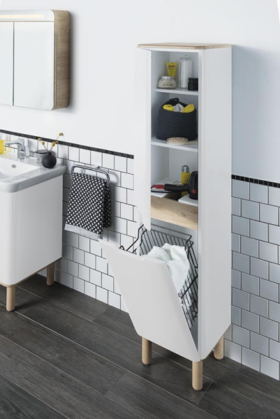 Высокий шкафчик с корзиной для белья с ножками 40 см Vitra Sento 60854 Высокий шкафчик с корзиной для белья с ножками 40 см Vitra Sento 60854