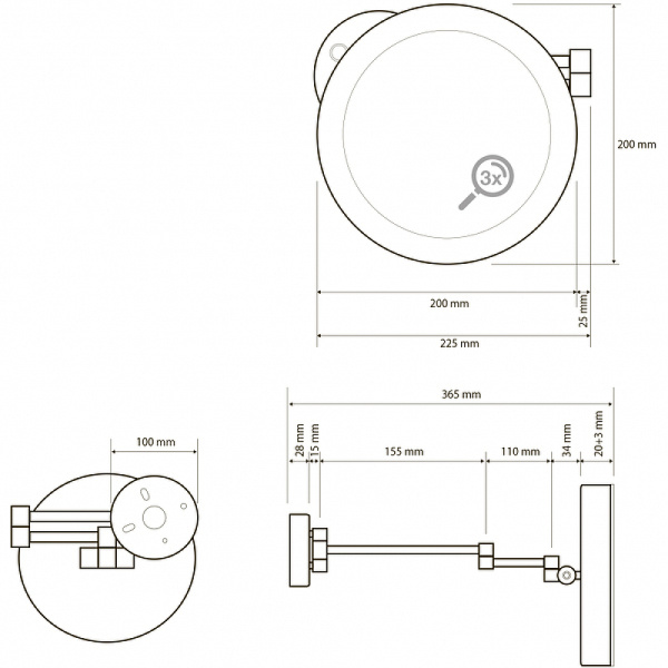 Зеркало косметическое Bemeta 116101772 подвесное хром глянцевый