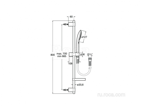 Душевой набор Roca Plenum Go 120/3F 5B1P11CB0 Душевой набор Roca Plenum Go 120/3F 5B1P11CB0