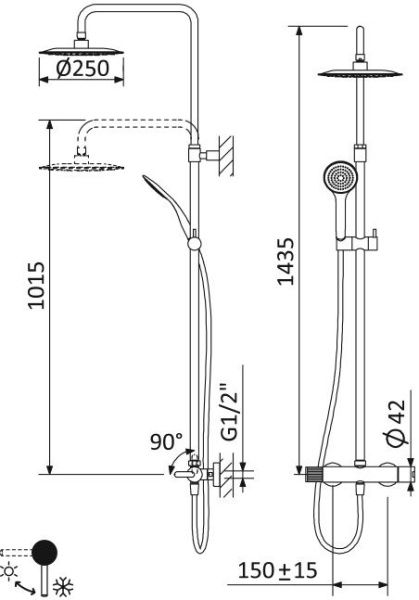 Душевая стойка  Cezares LEAF LEAF-CDA-25-L-NOP черный матовый Душевая стойка  Cezares LEAF LEAF-CDA-25-L-NOP черный матовый