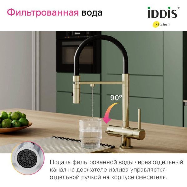 Смеситель для кухни с фильтром и гибким изливом IDDIS Ace ACEMGFFi05 матовоезолото Смеситель для кухни с фильтром и гибким изливом IDDIS Ace ACEMGFFi05 матовоезолото