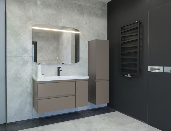 Тумба с раковиной Caprigo Forte 100 см 36115R-SF025 подвесная серая