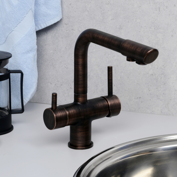 Смеситель для мойки с дополнительным изливом для фильтра WasserKRAFT A8047 темная бронза матовый