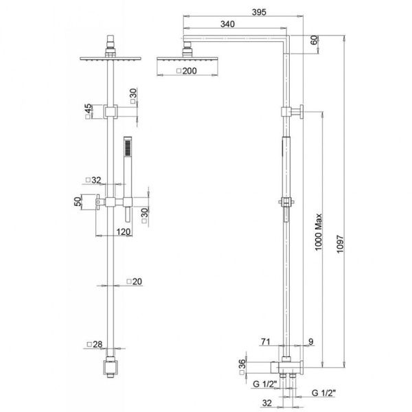 Душевая система  PAINI RS 50CR191ARQ4P3 хром Душевая система  PAINI RS 50CR191ARQ4P3 хром