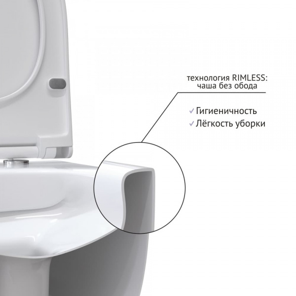 Унитаз BERGES подвесной EGO Rimless 49см, сиденье Дюропласт Toma SO, микролифт, быстросъем Унитаз BERGES подвесной EGO Rimless 49см, сиденье Дюропласт Toma SO, микролифт, быстросъем