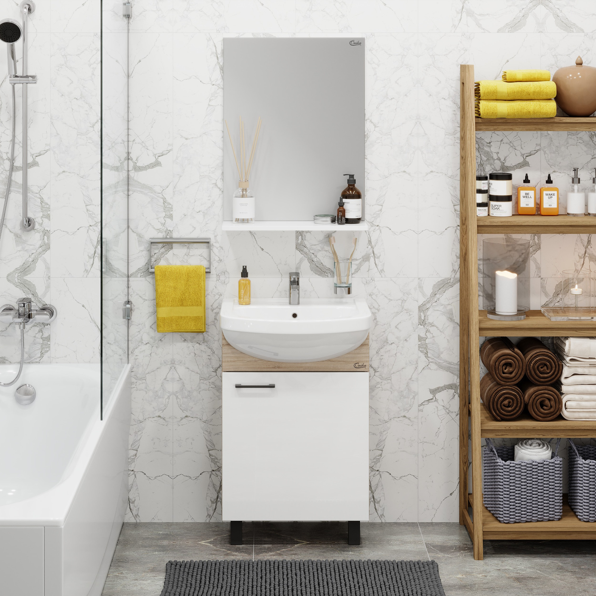 Тумба под раковину Onika Эко 50 см 105209 дуб сонома/белый