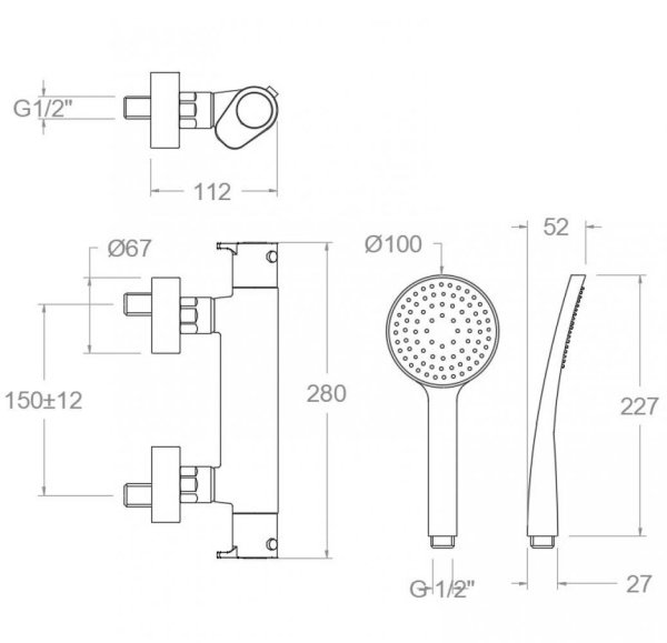 Смеситель для ванны Ramonsoler Alexia 363402T1 термостатический с душевой лейкой хром