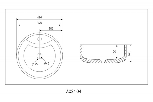 Раковина накладная Abber Bequem 40 см AC2104MB черная матовая
