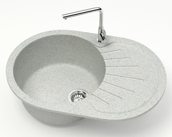 Кухонная мойка AZARIO Flora 730x450x215 искусственный мрамор цвет светло серый CS00079916 Кухонная мойка AZARIO Flora 730x450x215 искусственный мрамор цвет светло серый CS00079916